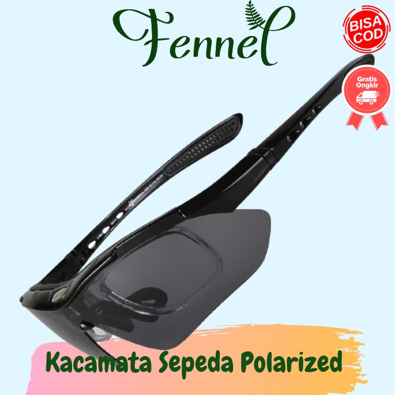 Kacamata Sepeda Polarized dengan 5 Lensa Myopia Hitam 0089