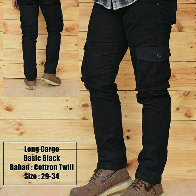 Jual Celana Cargo Panjang HITAM | Pdl | Gunung | Outdoor | Shopee Indonesia