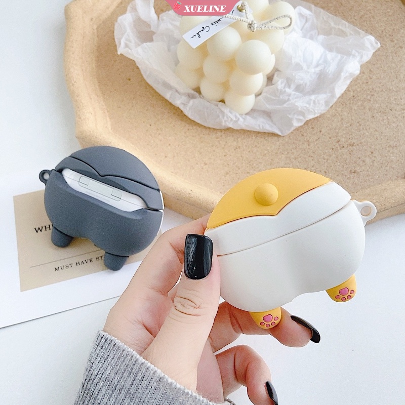 Cover Pelindung AirPods 1 2 3 Bentuk Pantat Anjing Corgi Bahan Silikon