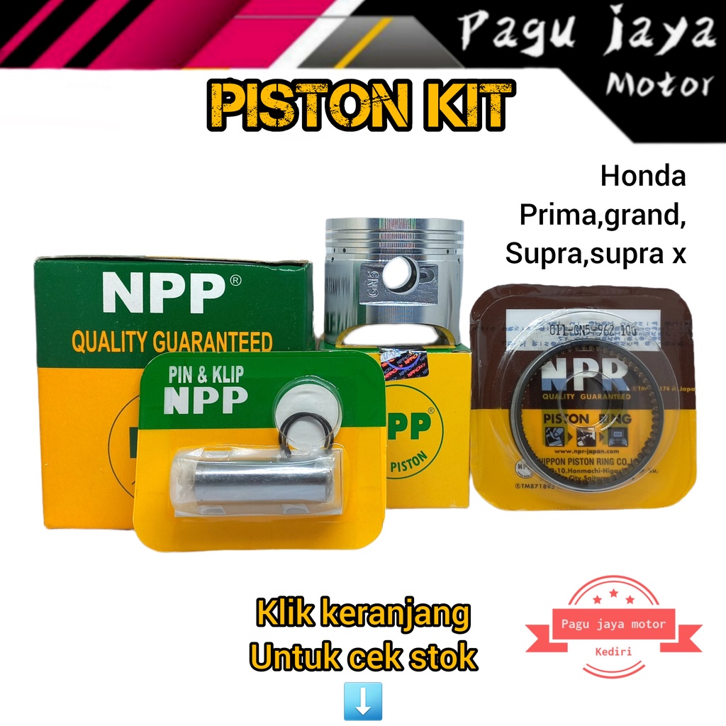 NPP PISTON KIT SEHER SEKER SET HONDA GRAND / PRIMA / SUPRA / SUPRA X OVERSIZE OVS OS STD 0.25 0.50 0.75 1.00