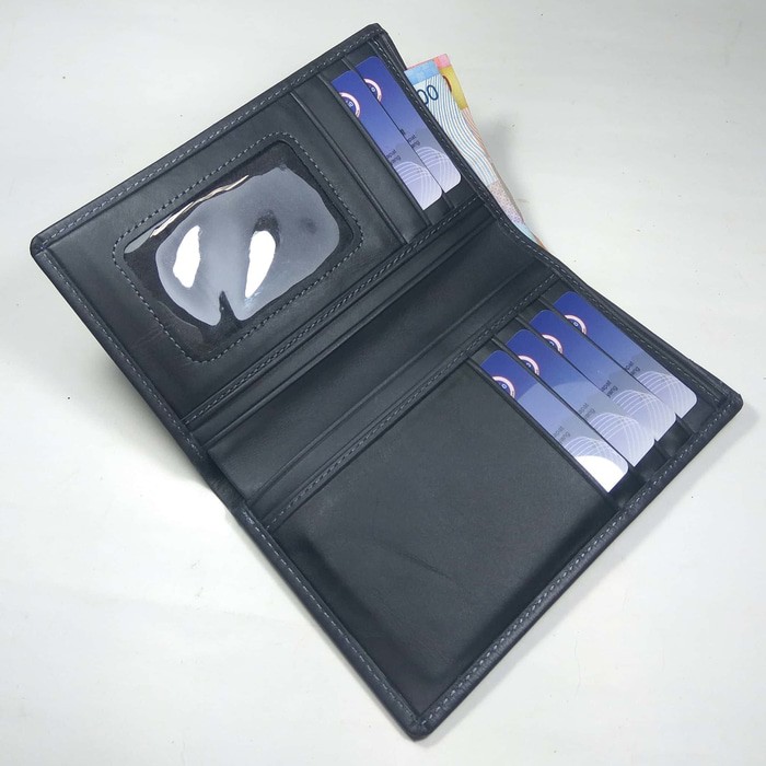 dompet medium unisex kulit asli warna hitam - medium wallet 3/4