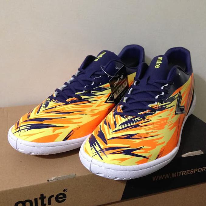 Ready Stock Sepatu Futsal Mitre Flare In Navy Hex Orange T01040014 Original Bnib .,.