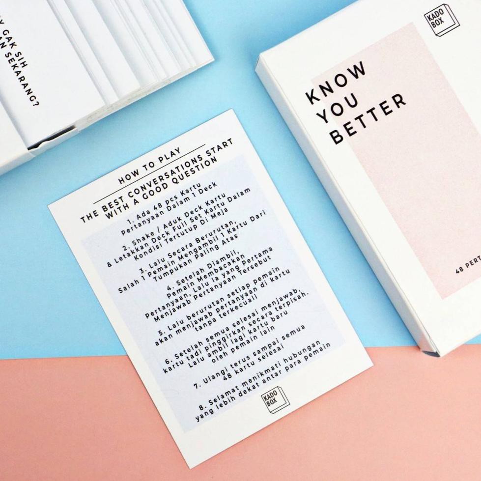 Promo Kartu Mainan 1 Set 48 Pertanyaan "Know You Better" KADOBOX - Party Game Board Game Truth Dare