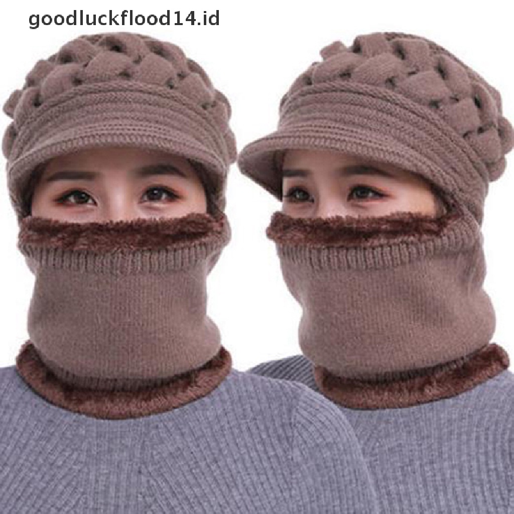 [OOID] Winter Female Lady Woolen Hat Thickening Warm Knit Beanie Scarf Crochet Cap  ID