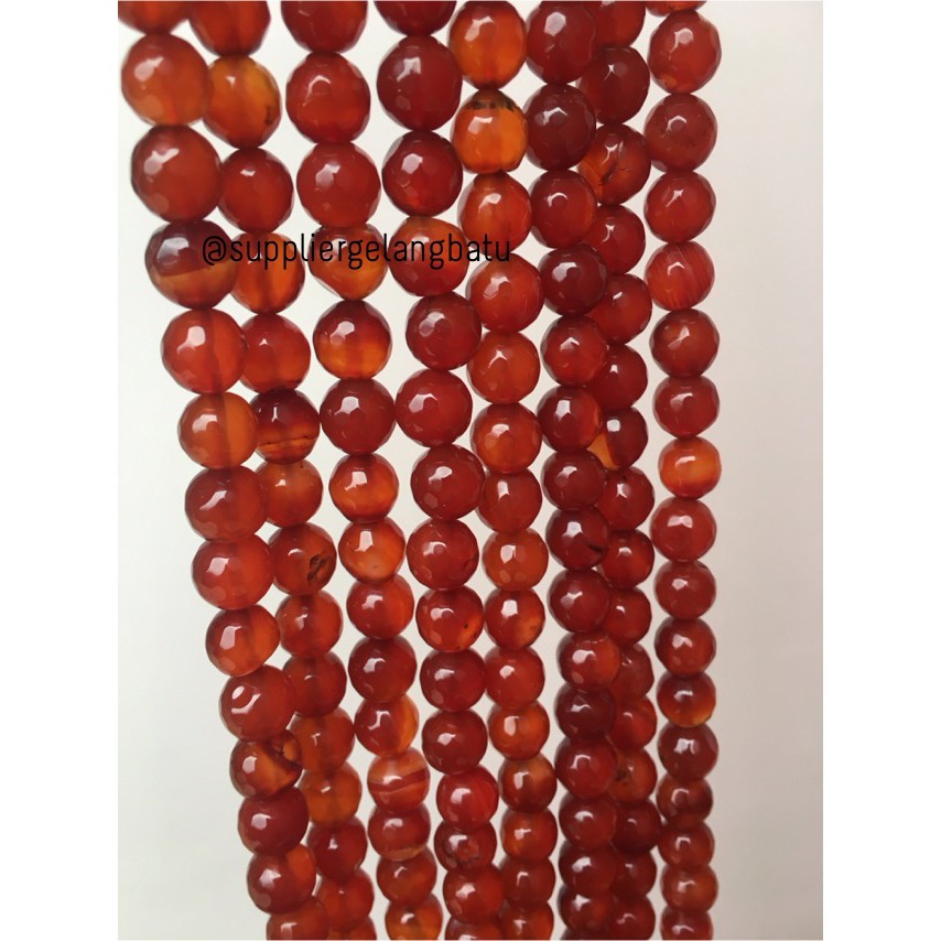 batu orange carnelian FACETED BEAD 10mm akik bacan oren tembus premium aksesoris fashion craft