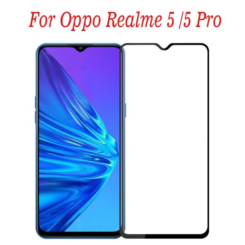 PROMO Tempered Glass Realme 5 Pro, Realme 5, Realme 5i, Realme 5s Full Cover Black Anti Gores Kaca