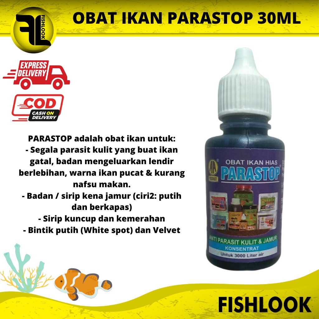 PARASTOP obat ikan hias anti parasit kulit jamur white spot 30ml 30 ml