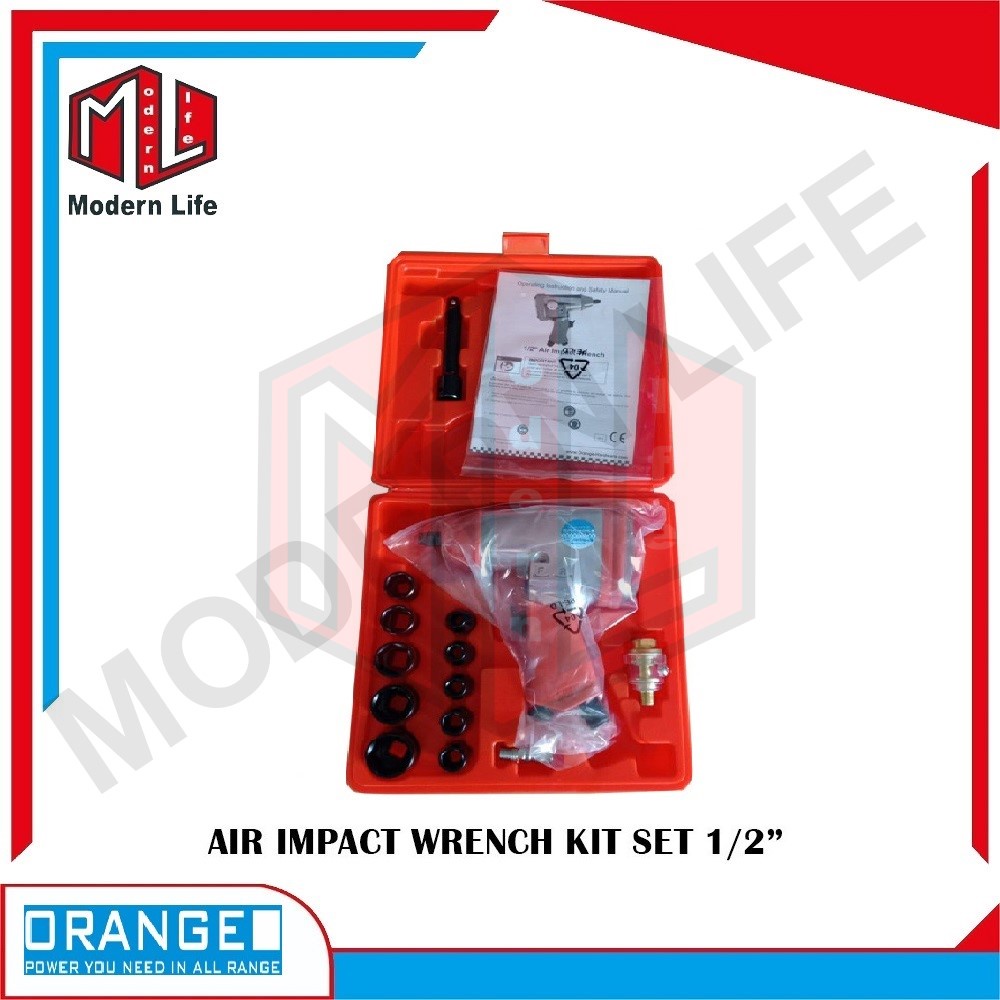 ORANGE Air Impact Wrench Kit 1/2 Inch Mesin Buka Baut Angin Kompresor