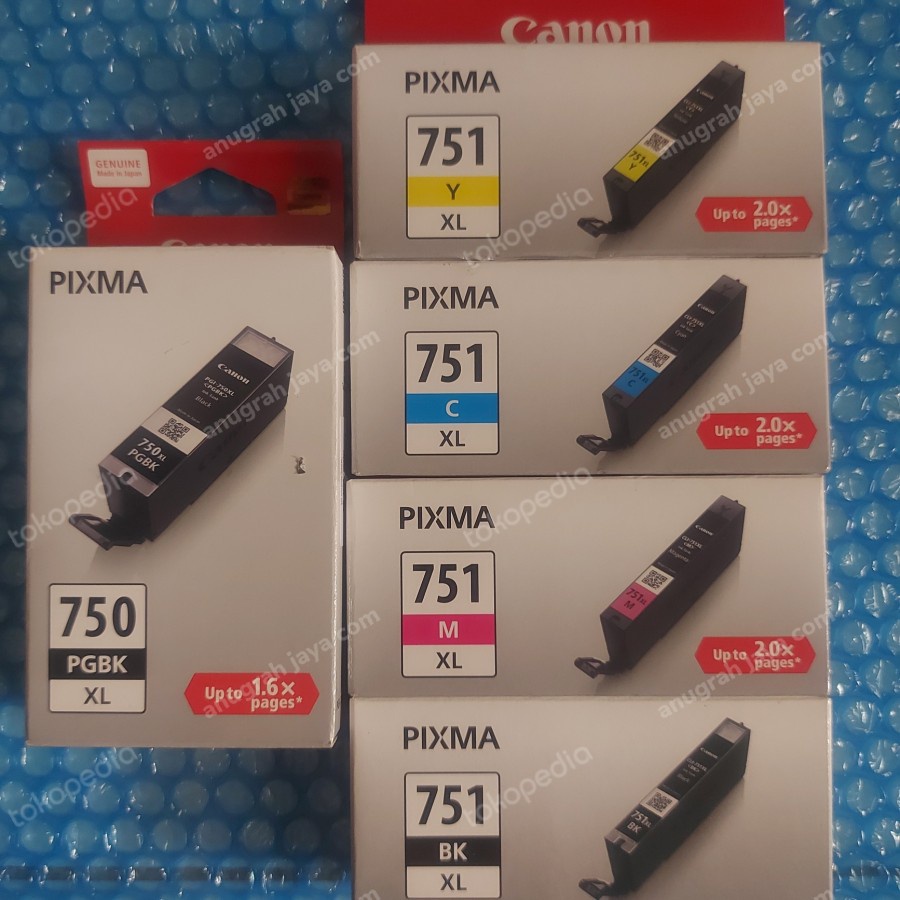 Paket Tinta Canon PGBK 750XL + CLI 751XL Original