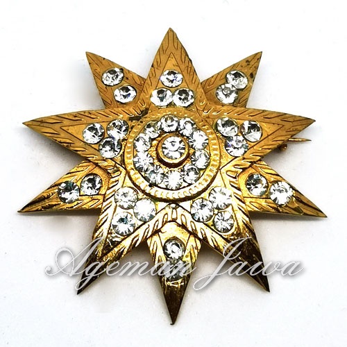 Pin Bros Kerajaan Bros Beskap Bintang Emas Permata Zircon