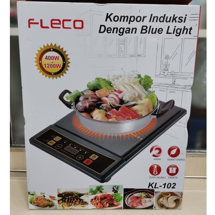 COD KOMPOR LISTRIK INDUKSI 400W-1200W DENGAN BLUE LIGHT 5 MODE SUHU FLECO KL-102