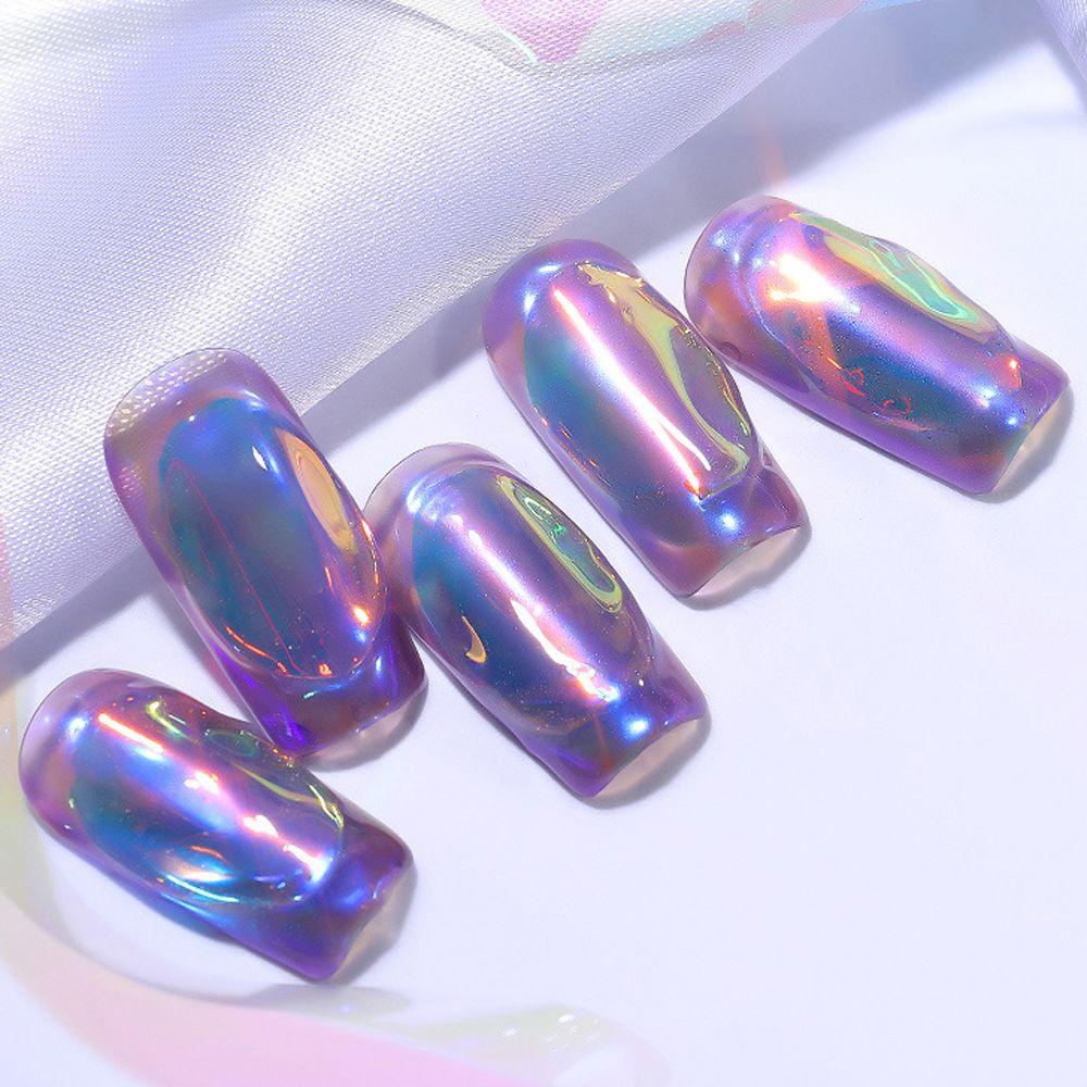 AUGUSTINA Agustina Aurora Nail Foils Gadis Nail Art Stiker Pecah Kaca Kertas Hologram Cellophane Paper