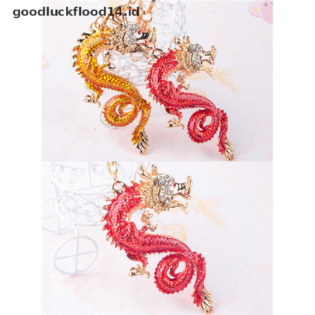 [OOID] 1Pc Dragon Key Rings Chains Holder Simulated Pearl Crystal Animal Keychains ID