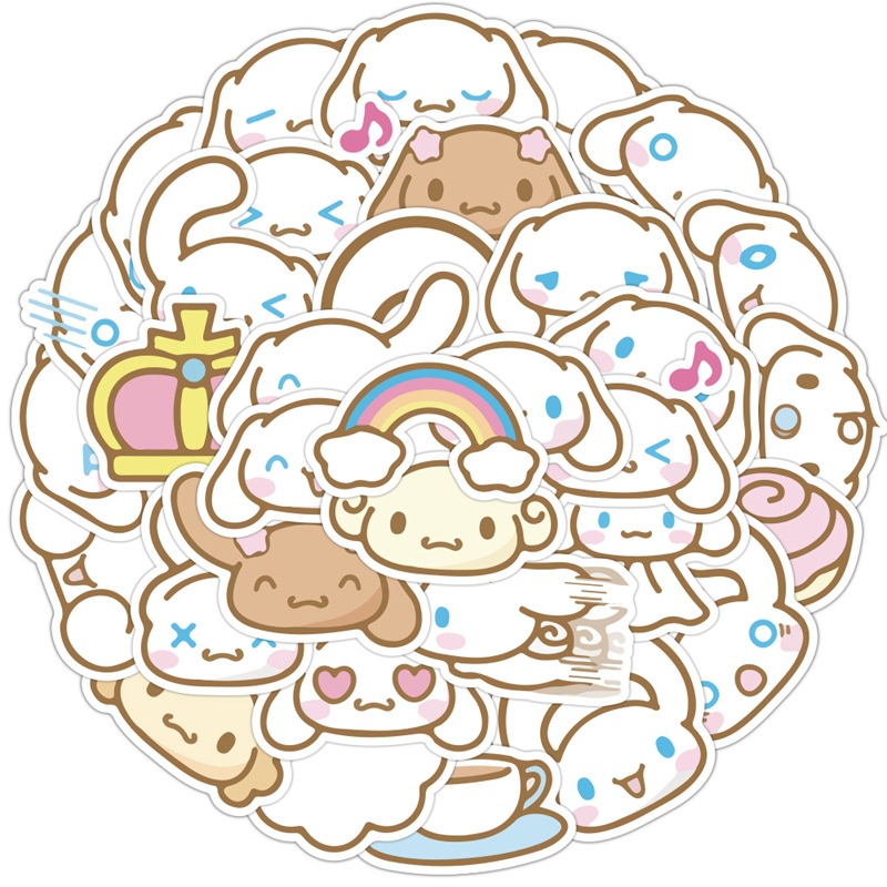 Cinnamoroll babycinnamoroll stiker lucu kartun besar telinga Anjing Jurnal bahan cangkir air ponsel