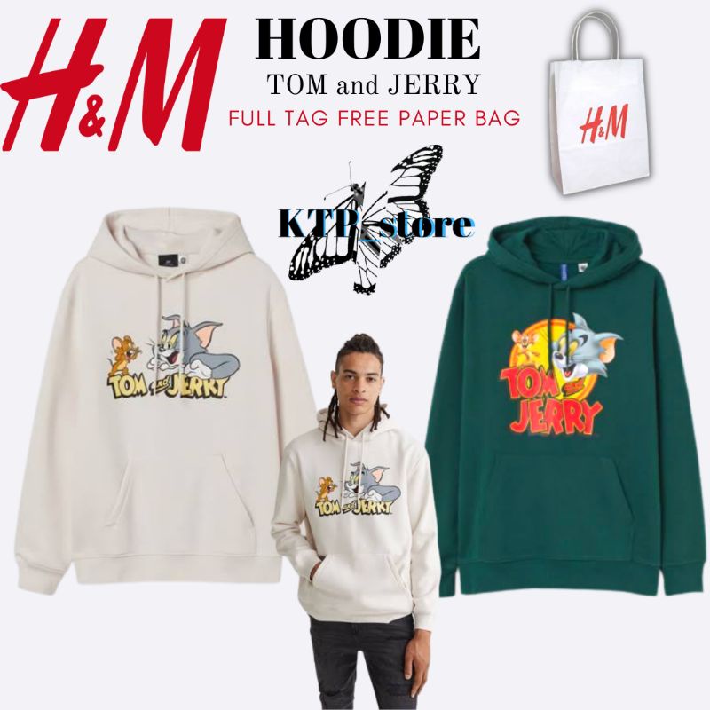 SWEATER HOODIE H&M TOM and JERRY CREAM X IJO BOTOL FULL TAG FREE PAPER BAG H&M JAKET SWEATER PRIA WA