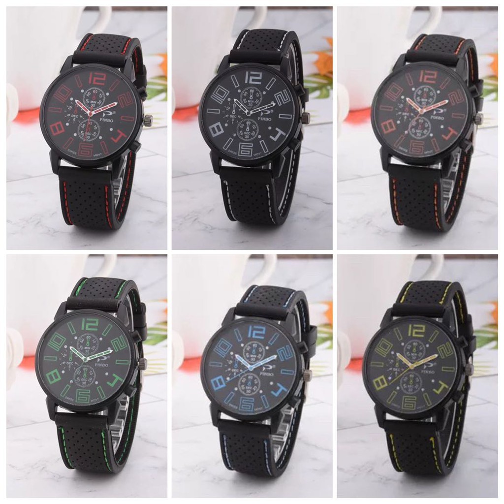 Jam Tangan Quartz Dial Besar Strap Silikon/Jam Tangan Pria Quartz Analog Terbaru Import