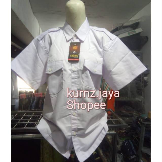 Baju putih PDH saku 2 lengan pendek Shopee Indonesia