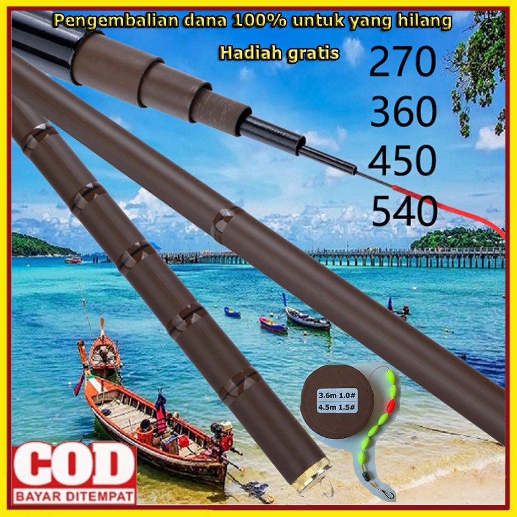 Strong Elasticity  Joran Pancing Senar Pancing Set Tegek Fishing Rod Carbon Tegek Panjang 3.6m 4.5m 5.4m Fishing Pole Fishing Float Set Pancing Alat Pancing Murah Alat Pancing Mancing Termurahalat Alat Olahraga Fishing Float Fishing Gear Fishing Hook