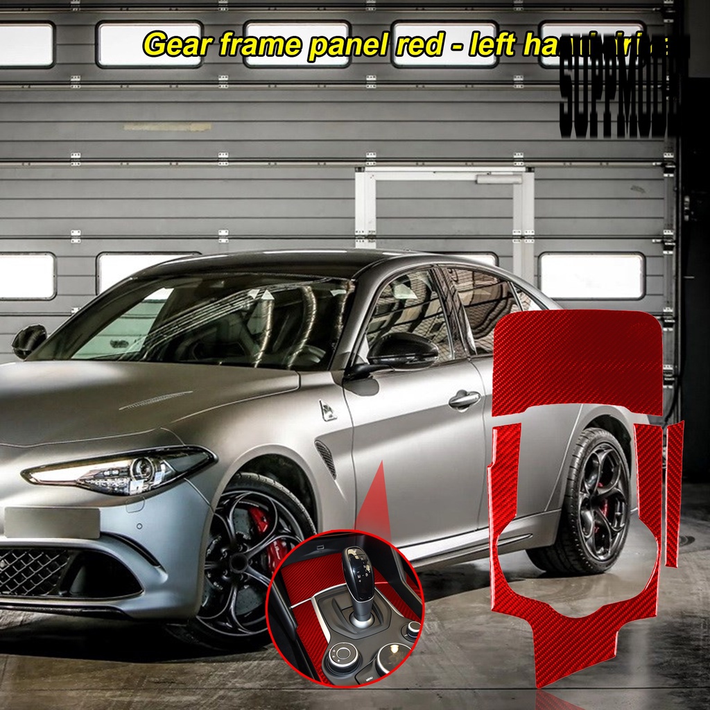 Suppmodelx &lt; 3Pcs / Set Stiker Cover Panel Persneling Mobil Bahan Carbon Fiber Untuk Alfa Romeo Giulia 17-19