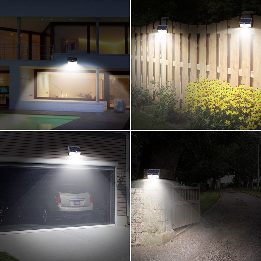 Lampu Solar Panel Sensor Gerak Outdoor Waterproof 108 LED Warm White