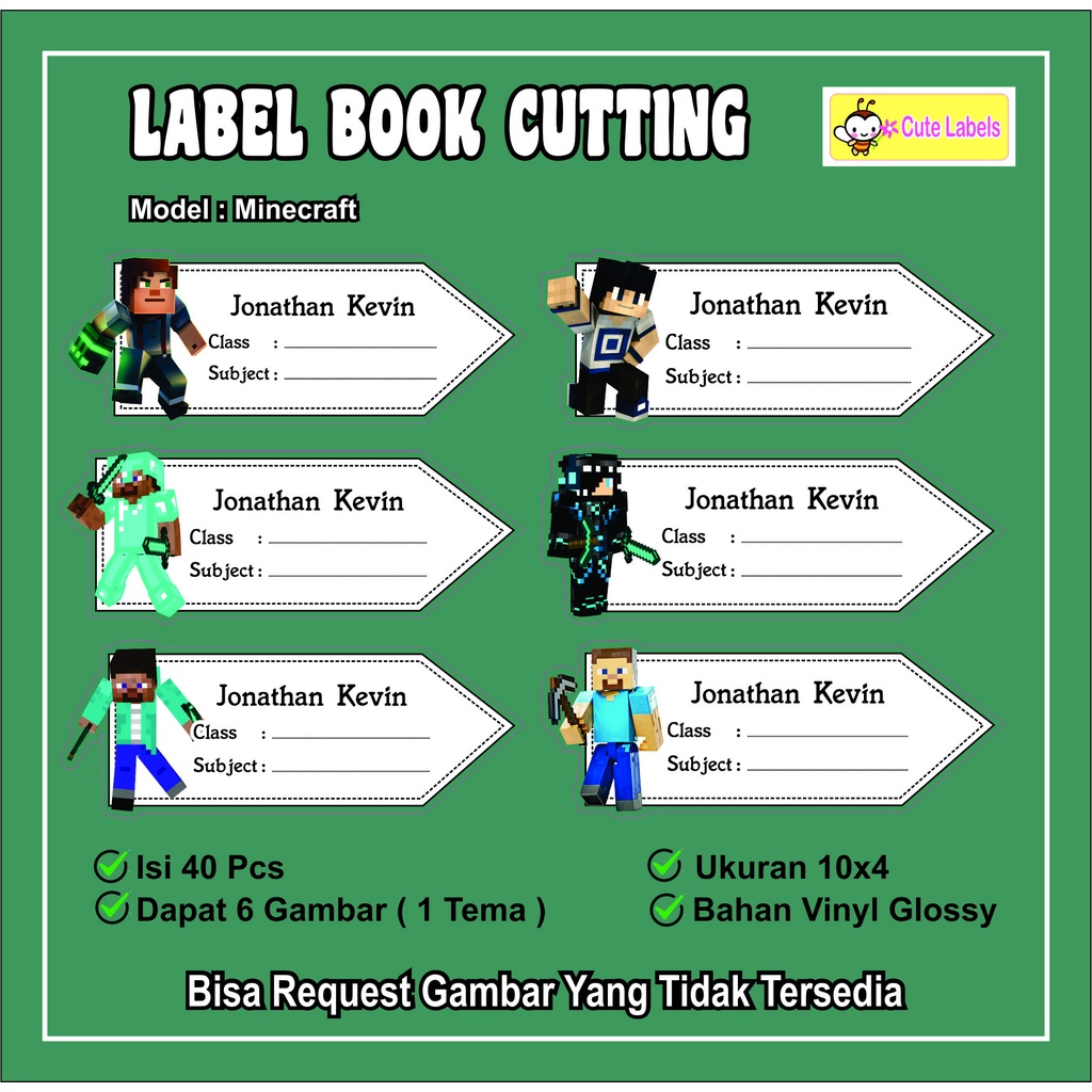 

Label Book Cutting MINECRAFT