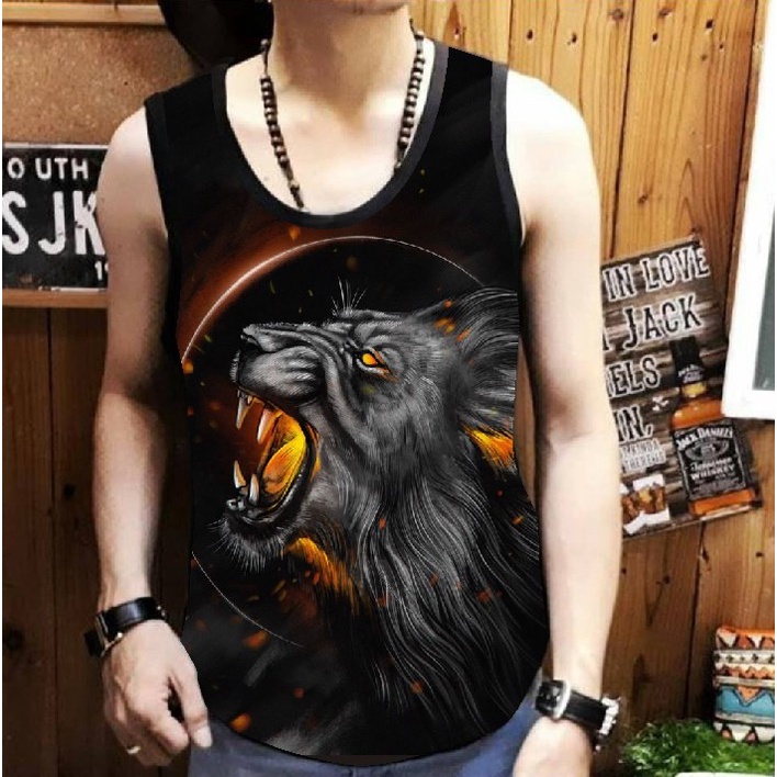 Singlet Pria Motif Gambar Singa Samping / Kaos Dalam Pria / Shalch Trendy