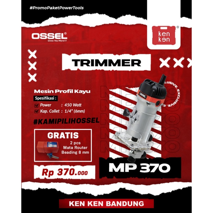 Mesin Profil Router Trimmer Kayu 6mm OSSEL MP 370 MP370