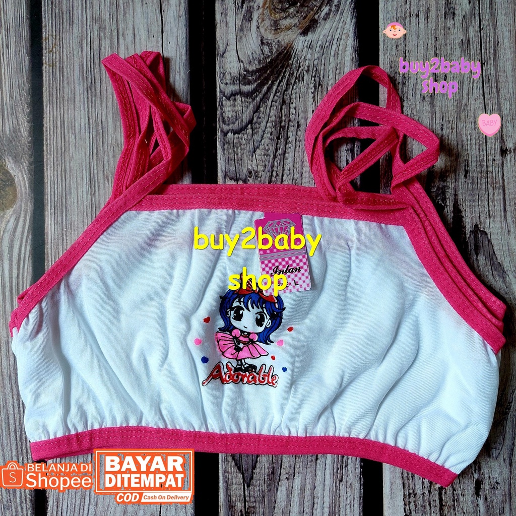 Miniset anak perempuan BH pakaian dalam bahan katun elastis motif karakter TK-SD isi 4 PCS