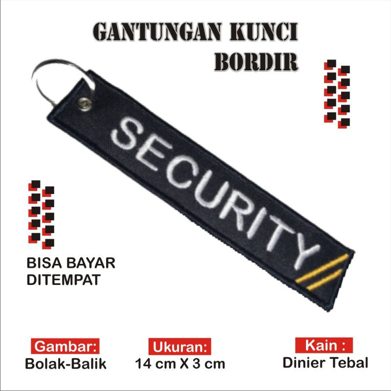 Gantungan Kunci Motor Mobil Tas Rumah Keychain Keytags Bordir SECURITY