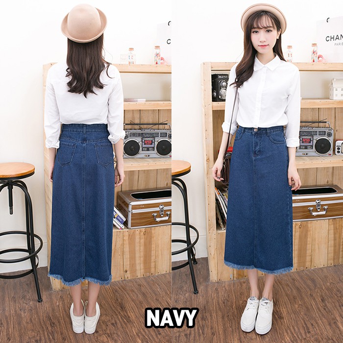 KARAKOREA 6025 Ariana Denim skirt Rok jeans/Rok jeans wanita/Rok Jeans Korea/Rok wanita