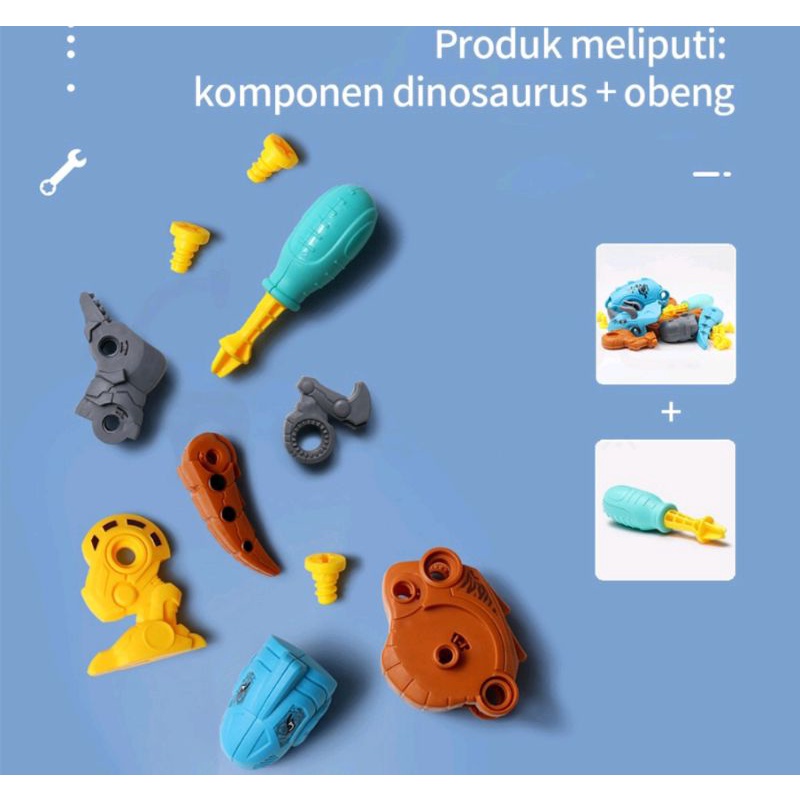 BLESSHOP Mainan Dinosaurus DIY Dino Bongkar Pasang Dinosaur