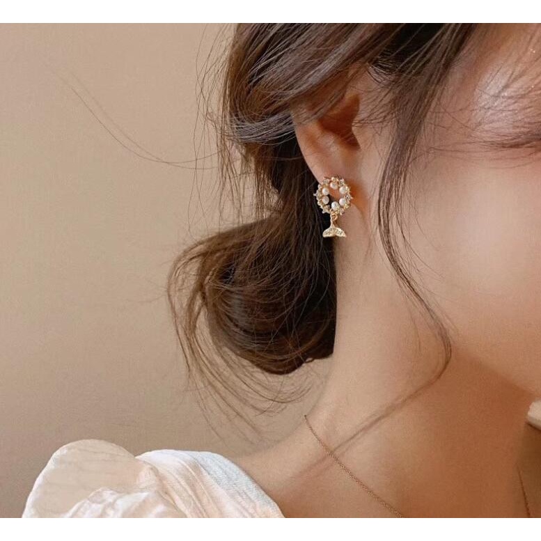 925 jarum perak Korea Dongdaemun SHANZUAN lingkaran fishtail anting-anting fashion anting-anting luc
