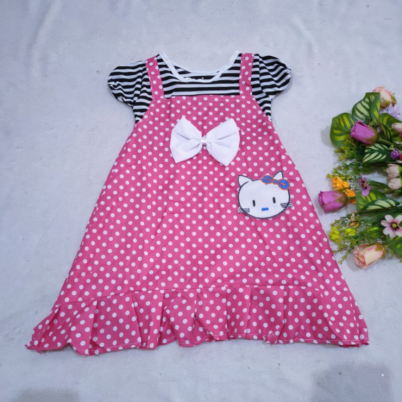 Dress Anak 2 3 Tahun cewek perempuan terbaru Murah motif polka ( Dress Popita )