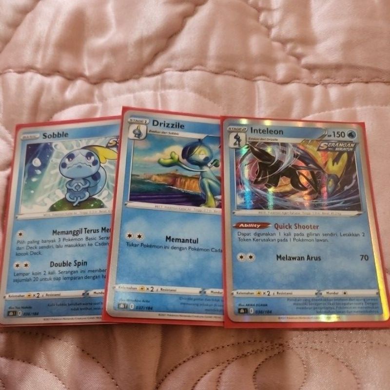 Kartu Pokemon  Intelion Evoline (Sobble,Drizzile,Inteleon)