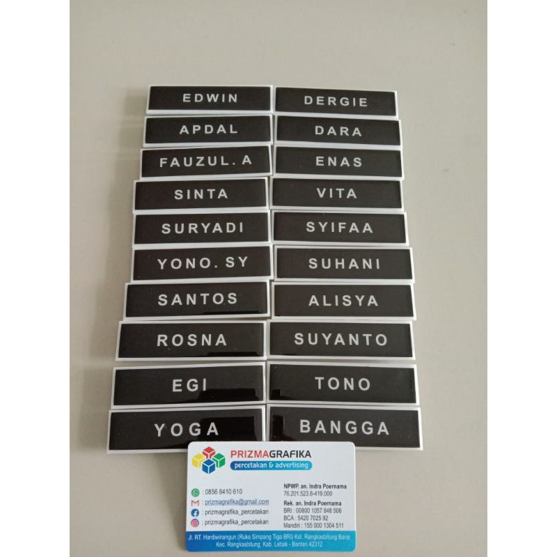 

papan nama/nametag bahan akrilik cor resin