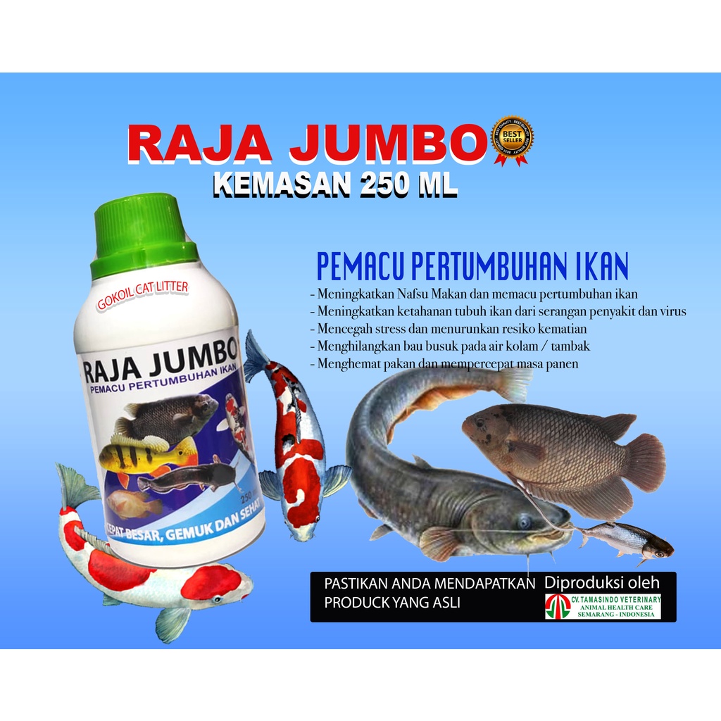 RAJA JUMBO-VITAMIN PENGGEMUK IKAN-OBAT PENGGEMUK IKAN-PENAMBAH NAFSU MAKAN IKAN