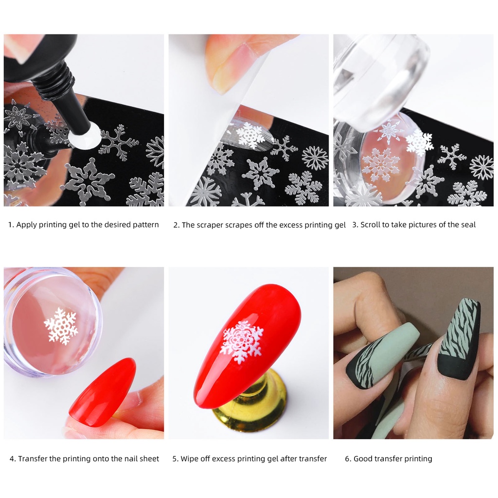 1 Set Stempel+Scraper Kuku Transparan untuk Nail Art Plat Transfer Gambar /Manicure DIY