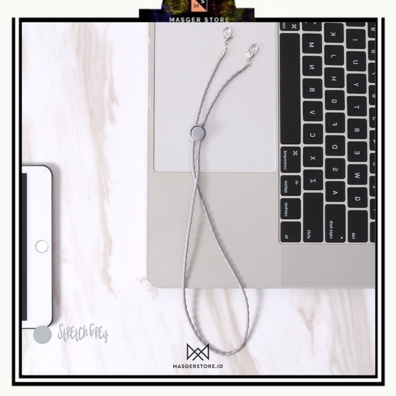 Kalung Masker Hijab 2in1 Strap Masker Elastis Stretchy Tali masker Kalung Strap Mask Hijab Strap Mask Premium-Stretch Grey