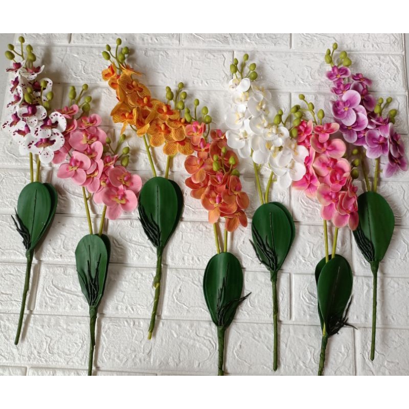 bunga anggrek bulan artificial latek cabang 2 / anggrek tiruan / anggrek plastik