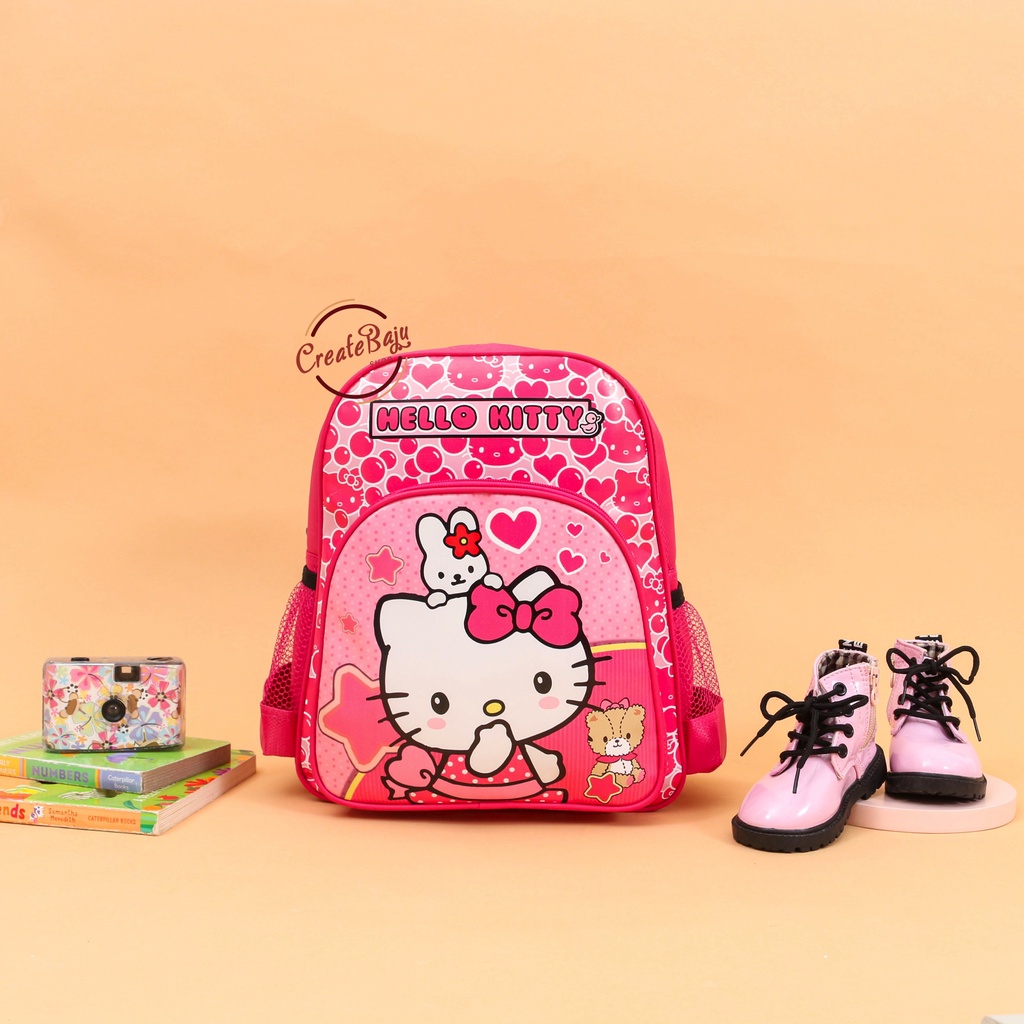 TAS RANSEL ANAK PAUD KANTONG BOTOL MINUM TAS RANSEL ANAK SEKOLAH KARAKTER UNICORN HELLO KITTY