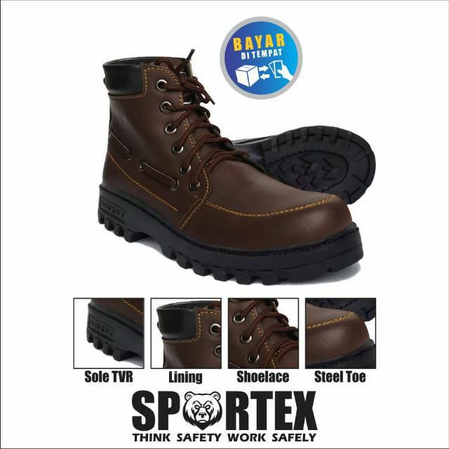 Sepatu Safety Pria Ujung Besi / safety shoes / type GX coklat tua by sportex