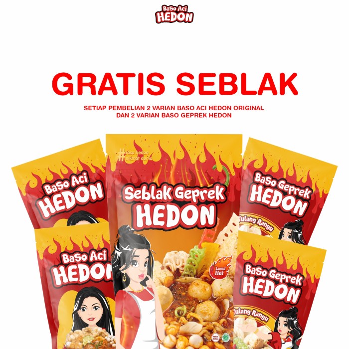 

- BARU 2 Baso Aci Original + 2 Baso Geprek + FREE SEBLAK GEPREK HEDON