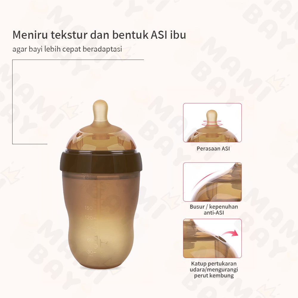 OKEYI PIKO BELLO botol susu bayi cokelat silikon lembut botol bayi dengan sedotan lembut