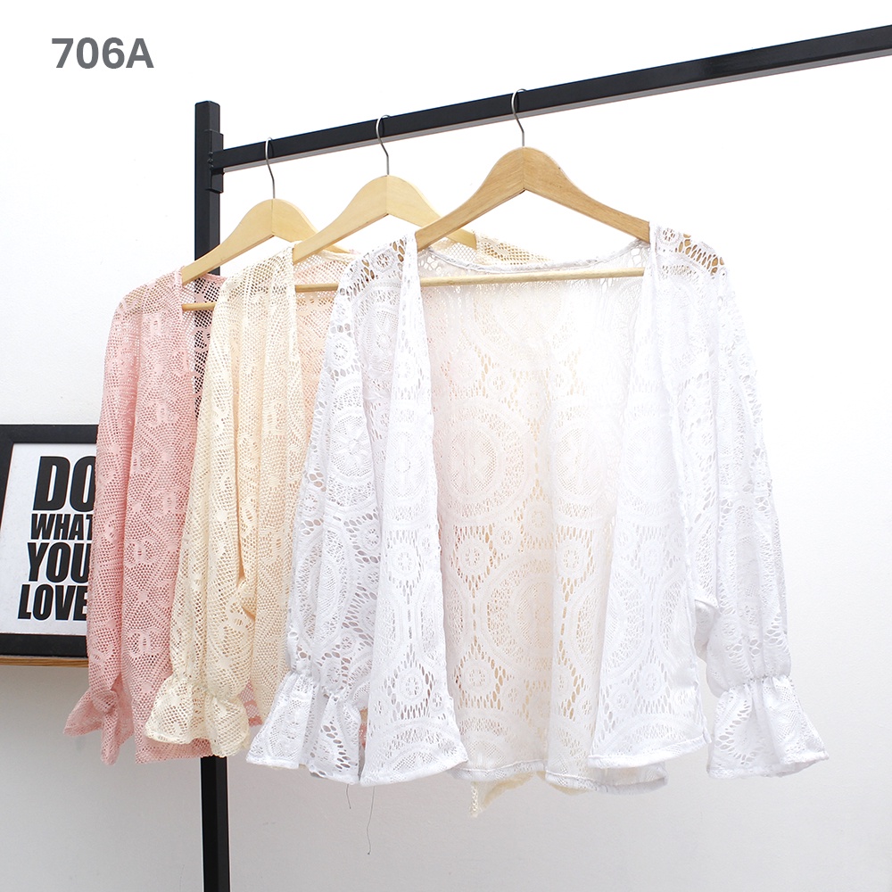 𝑱𝒂𝒌𝒂𝒓𝒕𝒂𝑭𝒂𝒔𝒉𝒊𝒐𝒏 cardigan brukat import batwing lace kardigan outer bohemian outwear lengan karet brocade