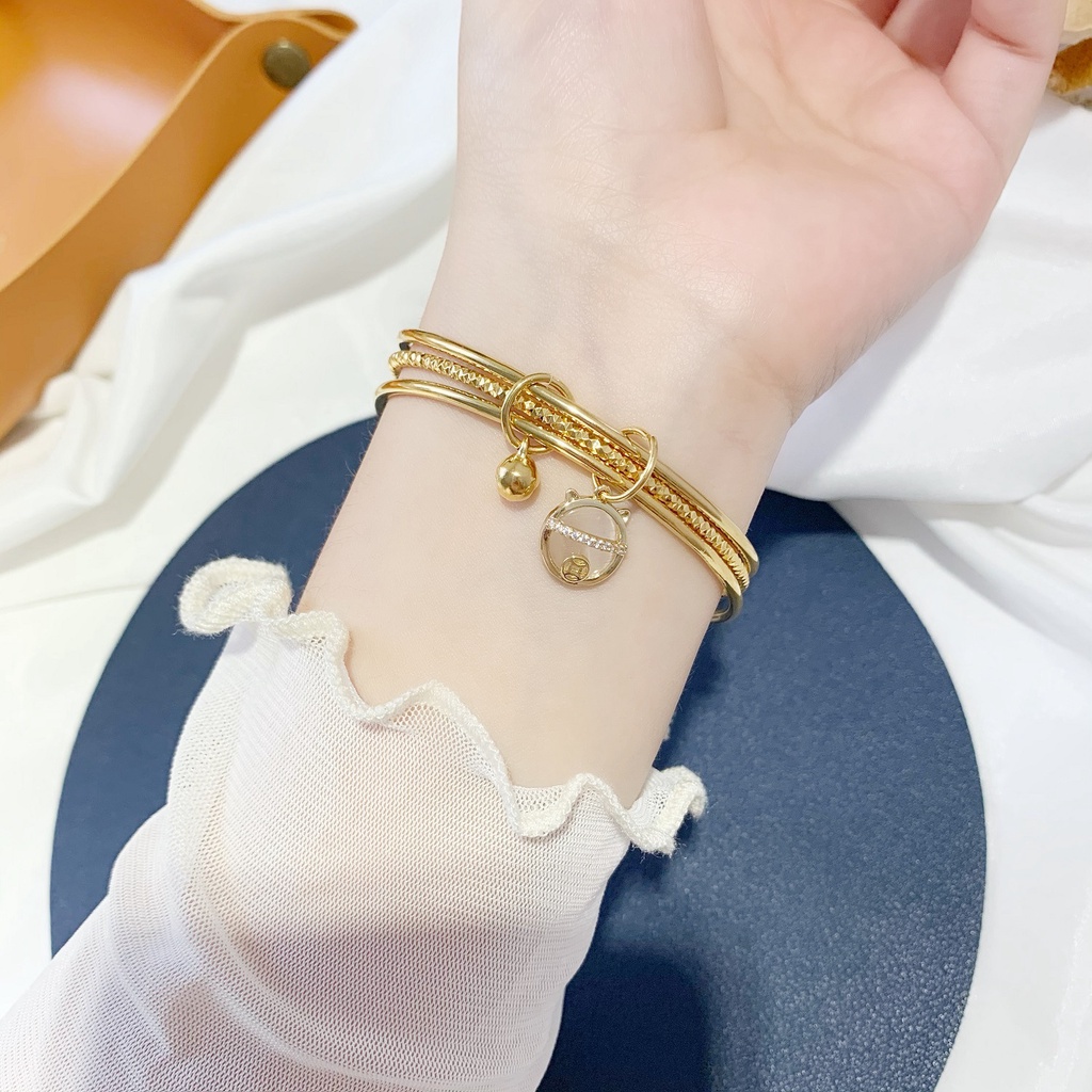 Bisa Cod Wanita Bangle Kadar Emas 375 Asli Kucing Kaya Bangle  Hadiah Terbaik Enxi Jewelry 814g1