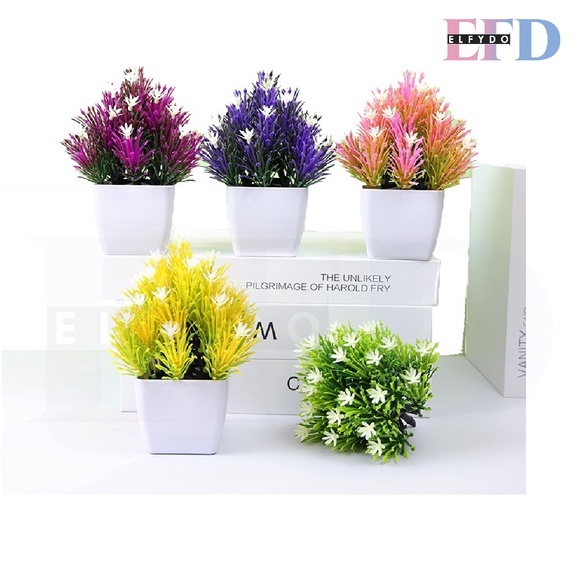 ELFYDO PT60 Pot Tanaman Hias Bunga Melati Plastik Ornamen Pot Bongsai Artificial Flower Decoration