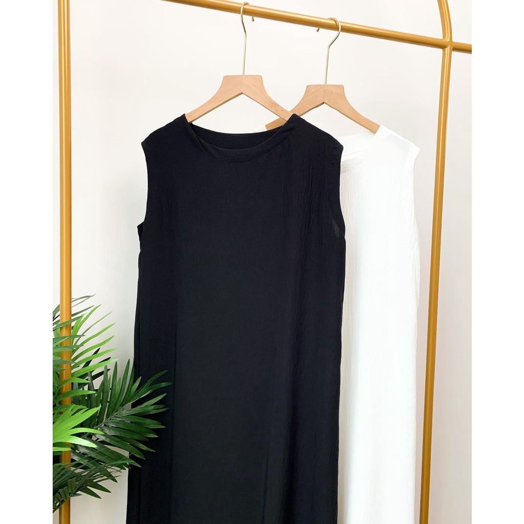 Basic Inner Dress Sleeveless Tanpa Lengan M L XL - Inner Dress Panjang Tanpa Lengan