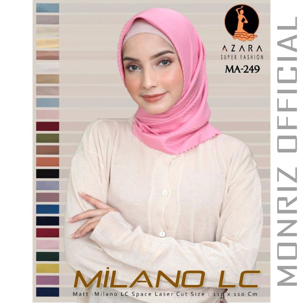 MONRIZ - SEGIEMPAT VOAL MILANO AZARA ORIGINAL - HIJAB JILBAB SQUARE STRIPE LASER CUT