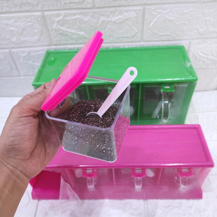 Tempat Bumbu Sekat Skat 3 4 Kotak Set Bahan Dapur Gula Garam Gula Kopi