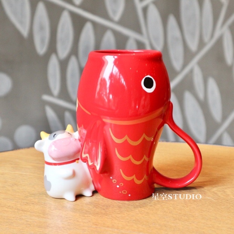 Starbucks China Ox and koi red mug